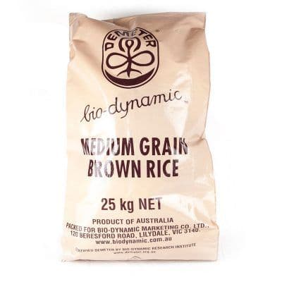 Biodynamic Marketing - Organic Rice Brown Medium Grain 25KG