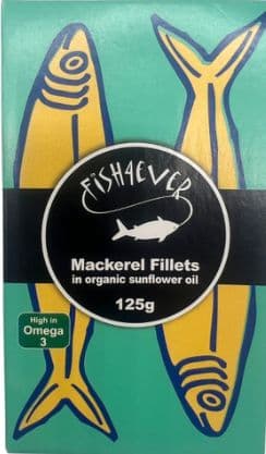 Fish 4 Ever - Mackerel Fillets in Org Sunflower oil 125g *NEW*