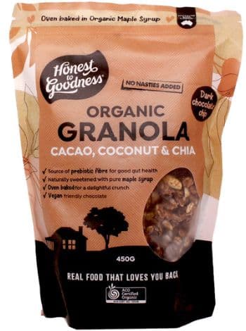 Honest to Goodness Granola Organic - Cacao, Coconut & Chia 450g