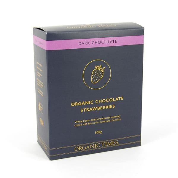 Organic Times DARK Choc Coated - Strawberry